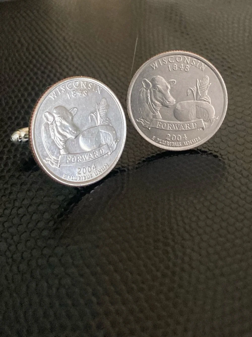 Wisconsin State Quarter Cufflinks – 2004 U.S. Coin Jewelry – Handcrafted America